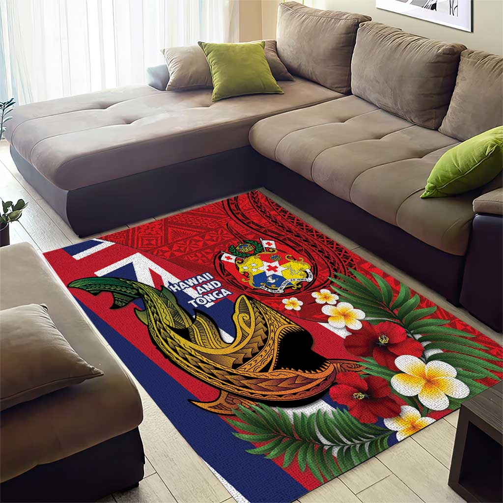 Hawaii And Tonga Area Rug Shark Tattoo With Tongan Coat Of Arms