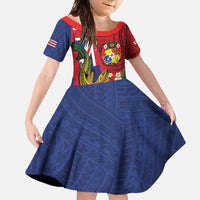 Hawaii And Tonga Family Matching Long Sleeve Bodycon Dress and Hawaiian Shirt Shark Tattoo With Tongan Coat Of Arms