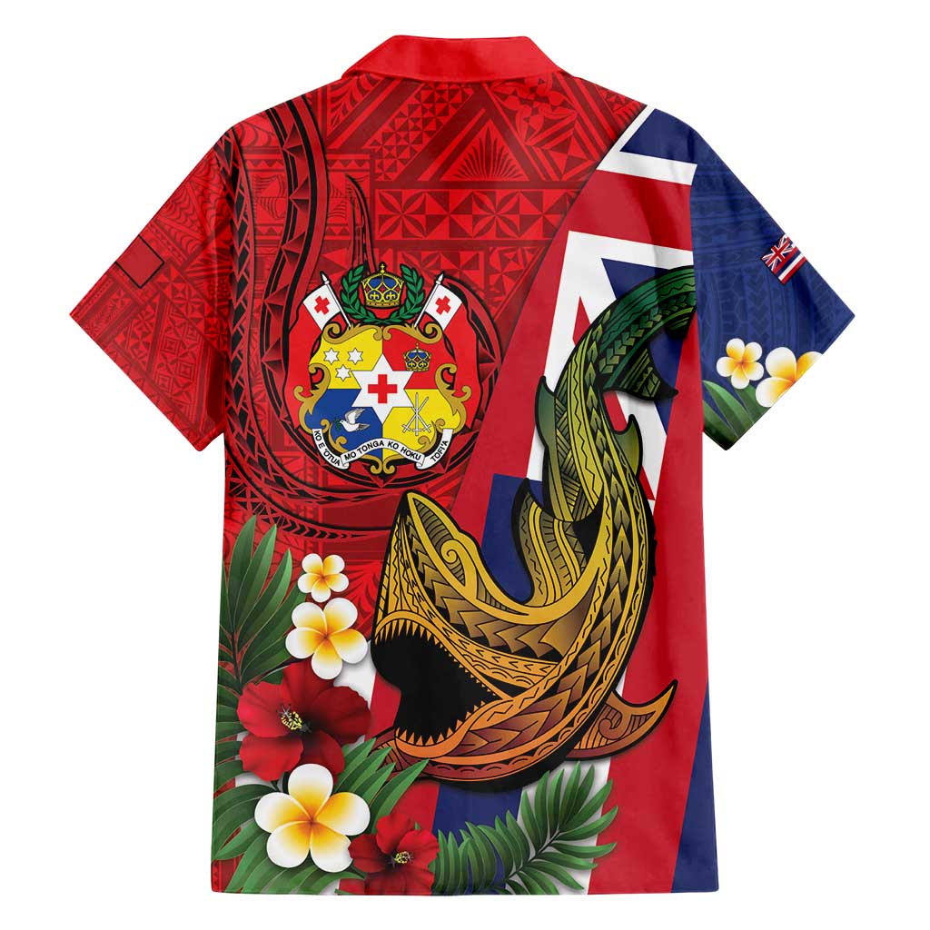 Hawaii And Tonga Family Matching Summer Maxi Dress and Hawaiian Shirt Shark Tattoo With Tongan Coat Of Arms