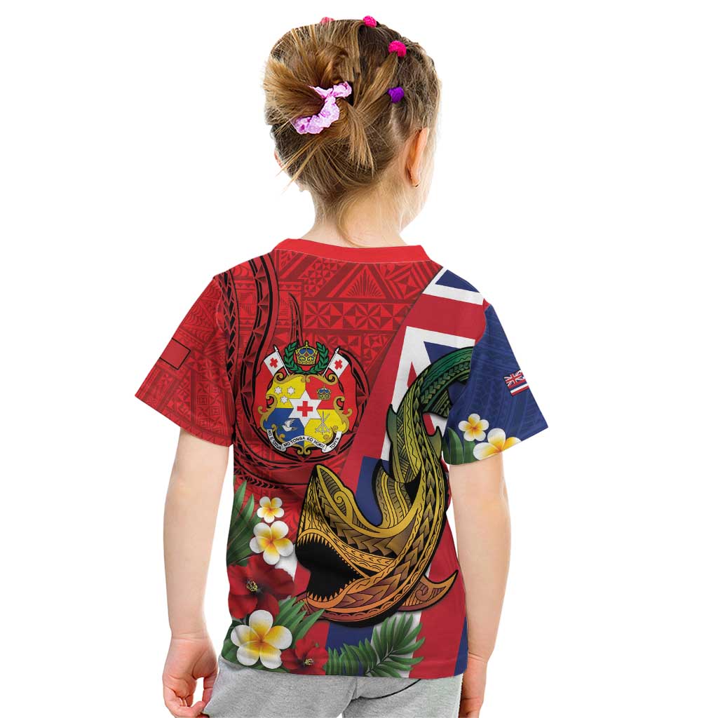 Hawaii And Tonga Kid T Shirt Shark Tattoo With Tongan Coat Of Arms