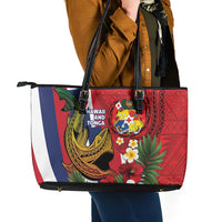 Hawaii And Tonga Leather Tote Bag Shark Tattoo With Tongan Coat Of Arms