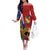 Hawaii And Tonga Off The Shoulder Long Sleeve Dress Shark Tattoo With Tongan Coat Of Arms