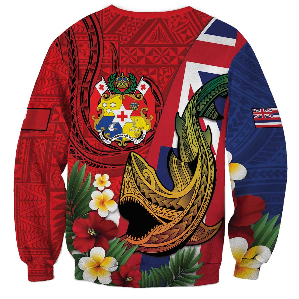 Hawaii And Tonga Sweatshirt Shark Tattoo With Tongan Coat Of Arms