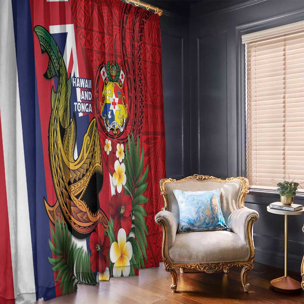 Hawaii And Tonga Window Curtain Shark Tattoo With Tongan Coat Of Arms