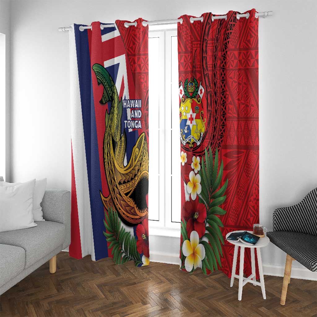Hawaii And Tonga Window Curtain Shark Tattoo With Tongan Coat Of Arms