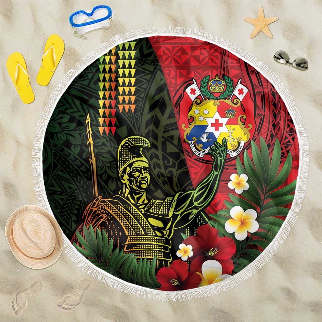 Hawaii And Tonga Beach Blanket King Kamehameha Tribal Ngatu Pattern