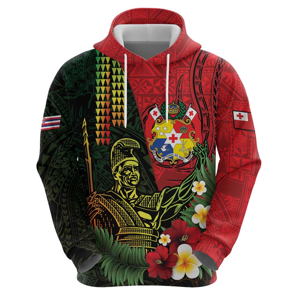 Hawaii And Tonga Hoodie King Kamehameha Tribal Ngatu Pattern