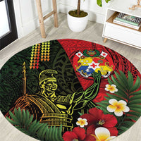Hawaii And Tonga Round Carpet King Kamehameha Tribal Ngatu Pattern
