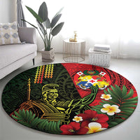 Hawaii And Tonga Round Carpet King Kamehameha Tribal Ngatu Pattern