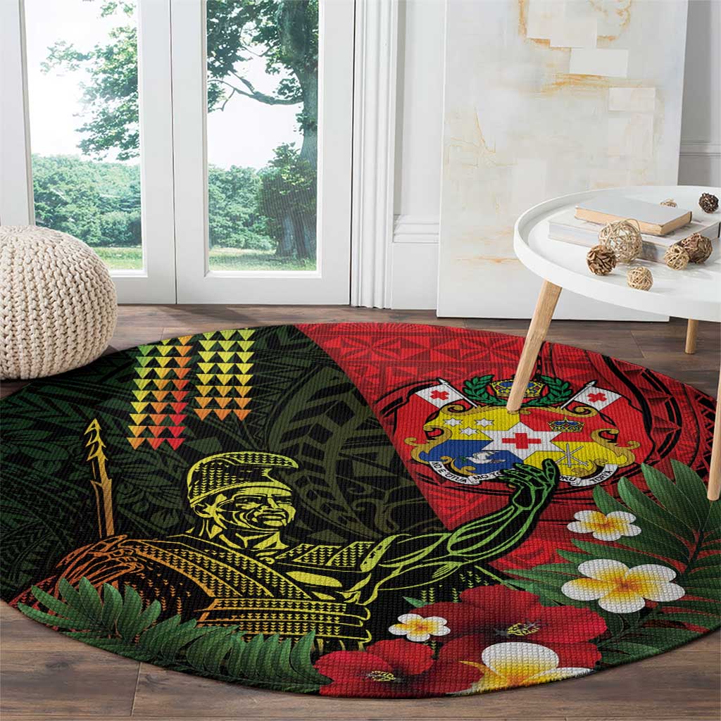 Hawaii And Tonga Round Carpet King Kamehameha Tribal Ngatu Pattern