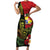 Hawaii And Tonga Short Sleeve Bodycon Dress King Kamehameha Tribal Ngatu Pattern