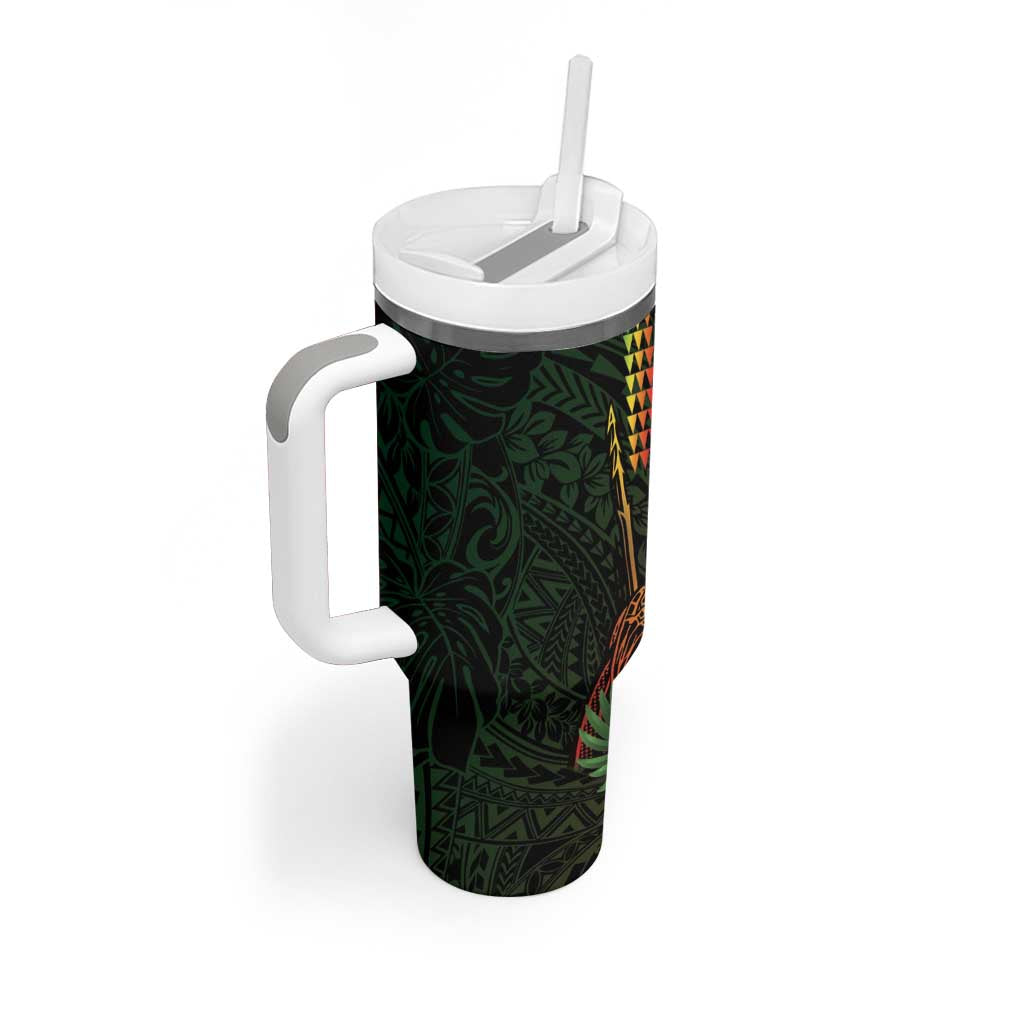 Hawaii And Tonga Tumbler With Handle King Kamehameha Tribal Ngatu Pattern