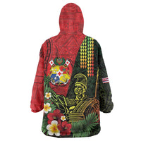 Hawaii And Tonga Wearable Blanket Hoodie King Kamehameha Tribal Ngatu Pattern