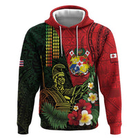 Hawaii And Tonga Zip Hoodie King Kamehameha Tribal Ngatu Pattern