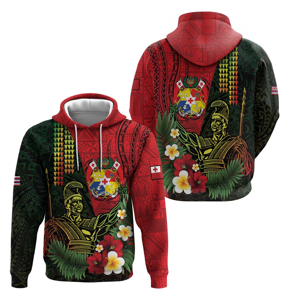 Hawaii And Tonga Zip Hoodie King Kamehameha Tribal Ngatu Pattern
