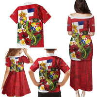 Hawaii And Tonga Family Matching Puletasi and Hawaiian Shirt King Kalakaua Tribal Gecko Tongan Ngatu LT14 - Polynesian Pride