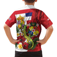 Hawaii And Tonga Family Matching Short Sleeve Bodycon Dress and Hawaiian Shirt King Kalakaua Tribal Gecko Tongan Ngatu LT14 - Polynesian Pride