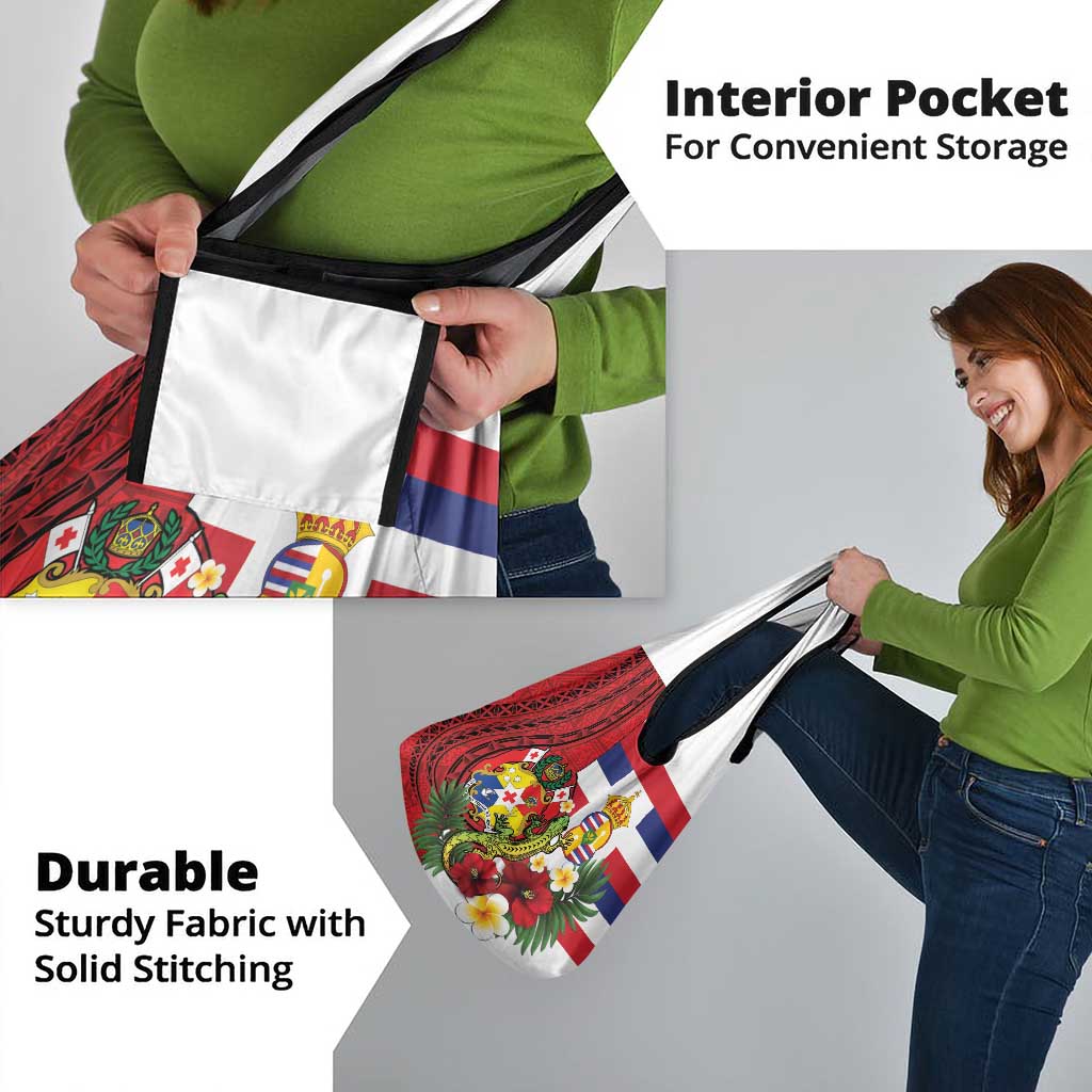 Hawaii And Tonga Grocery Bag King Kalakaua Tribal Gecko Tongan Ngatu