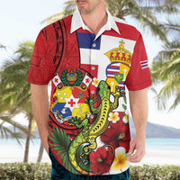 Hawaii And Tonga Hawaiian Shirt King Kalakaua Tribal Gecko Tongan Ngatu