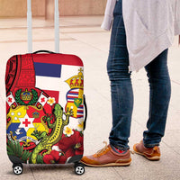 Hawaii And Tonga Luggage Cover King Kalakaua Tribal Gecko Tongan Ngatu
