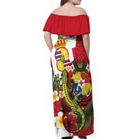 Hawaii And Tonga Off Shoulder Maxi Dress King Kalakaua Tribal Gecko Tongan Ngatu