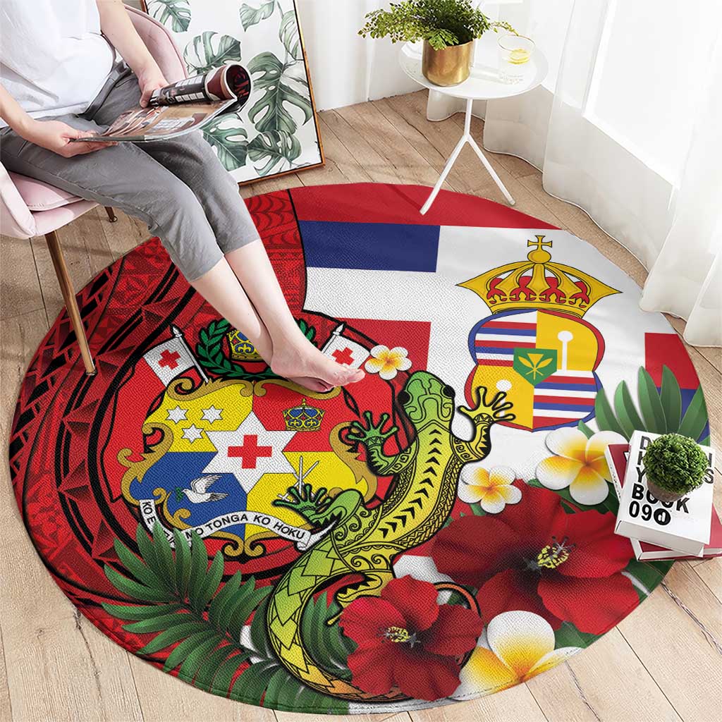 Hawaii And Tonga Round Carpet King Kalakaua Tribal Gecko Tongan Ngatu