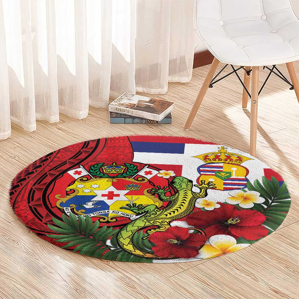 Hawaii And Tonga Round Carpet King Kalakaua Tribal Gecko Tongan Ngatu