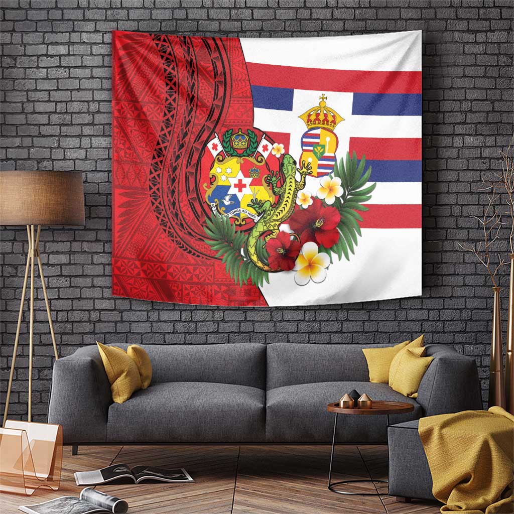 Hawaii And Tonga Tapestry King Kalakaua Tribal Gecko Tongan Ngatu