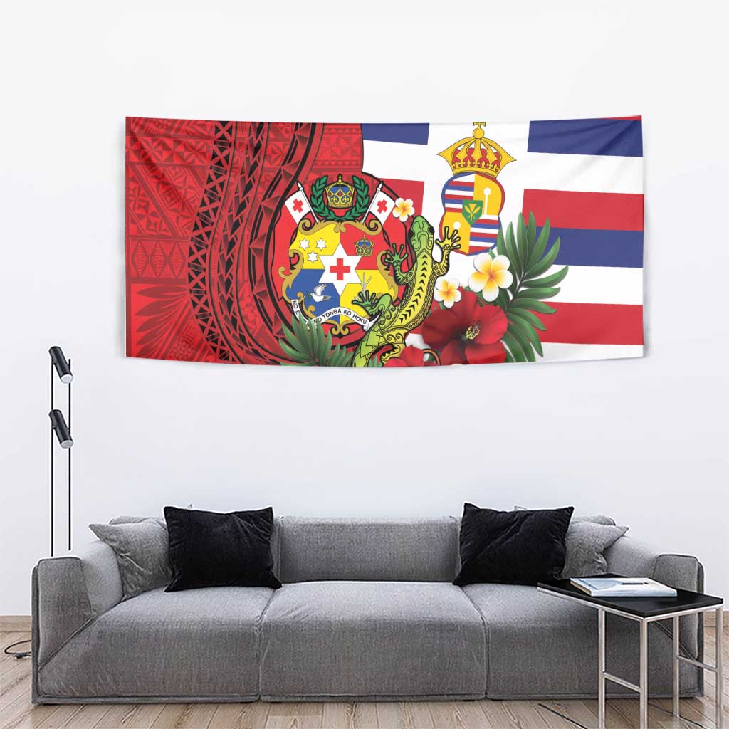 Hawaii And Tonga Tapestry King Kalakaua Tribal Gecko Tongan Ngatu