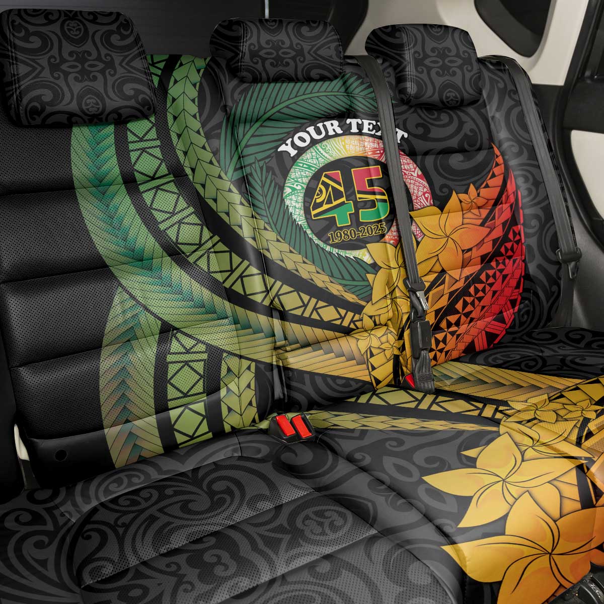 Personalised Vanuatu Independence Day Back Car Seat Cover July 30 Pig Tusk Long God Yumi Stanap