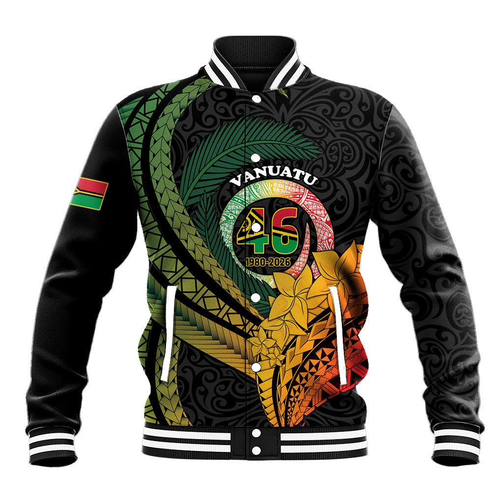 Personalised Vanuatu Independence Day Baseball Jacket July 30 Pig Tusk Long God Yumi Stanap LT14 Unisex Black - Polynesian Pride
