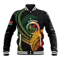 Personalised Vanuatu Independence Day Baseball Jacket July 30 Pig Tusk Long God Yumi Stanap LT14 Unisex Black - Polynesian Pride