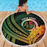 Personalised Vanuatu Independence Day Beach Blanket July 30 Pig Tusk Long God Yumi Stanap