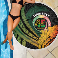 Personalised Vanuatu Independence Day Beach Blanket July 30 Pig Tusk Long God Yumi Stanap