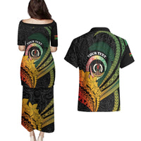 Personalised Vanuatu Independence Day Couples Matching Puletasi and Hawaiian Shirt July 30 Pig Tusk Long God Yumi Stanap LT14 - Polynesian Pride