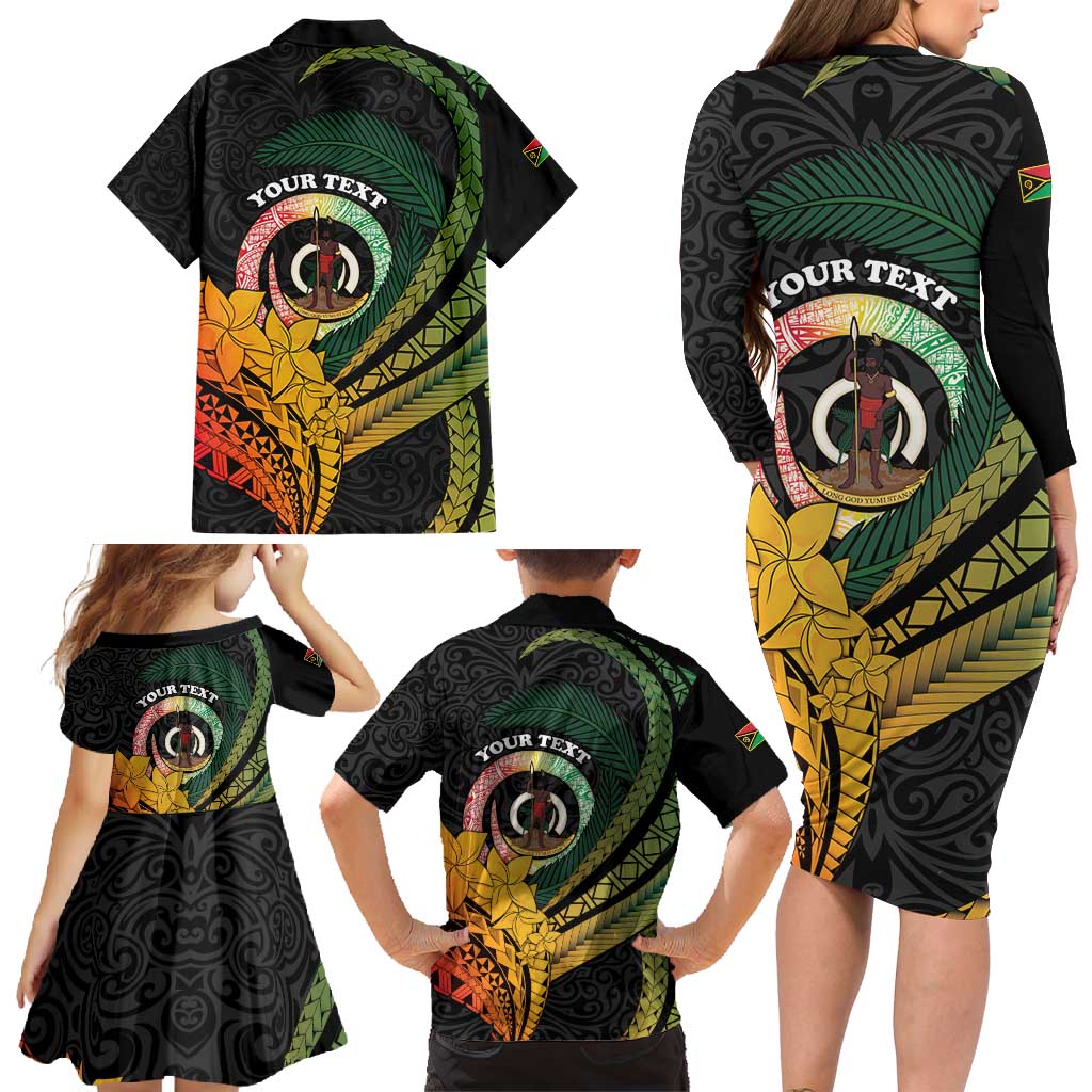 Personalised Vanuatu Independence Day Family Matching Long Sleeve Bodycon Dress and Hawaiian Shirt July 30 Pig Tusk Long God Yumi Stanap LT14 - Polynesian Pride