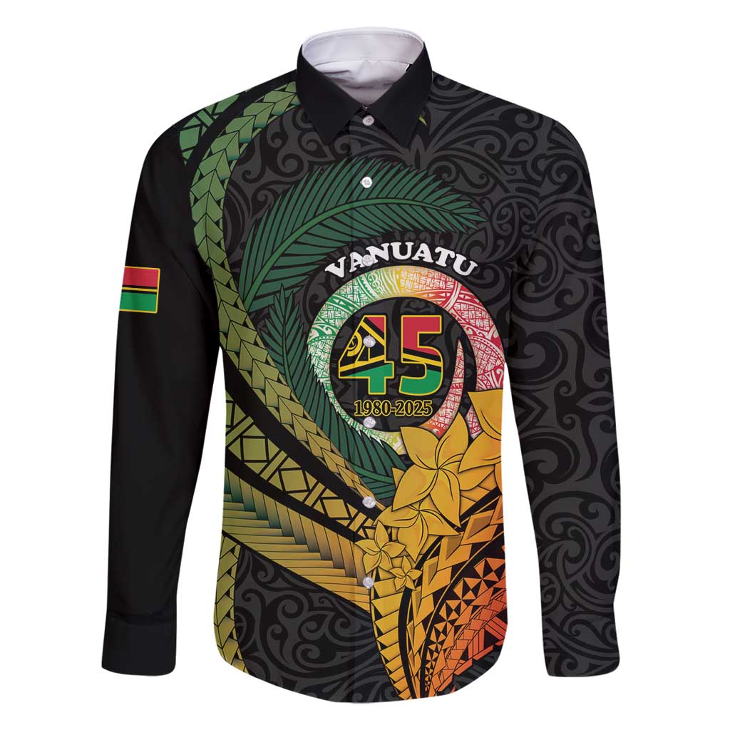 Personalised Vanuatu Independence Day Family Matching Long Sleeve Bodycon Dress and Hawaiian Shirt July 30 Pig Tusk Long God Yumi Stanap LT14 Dad's Shirt - Long Sleeve Black - Polynesian Pride