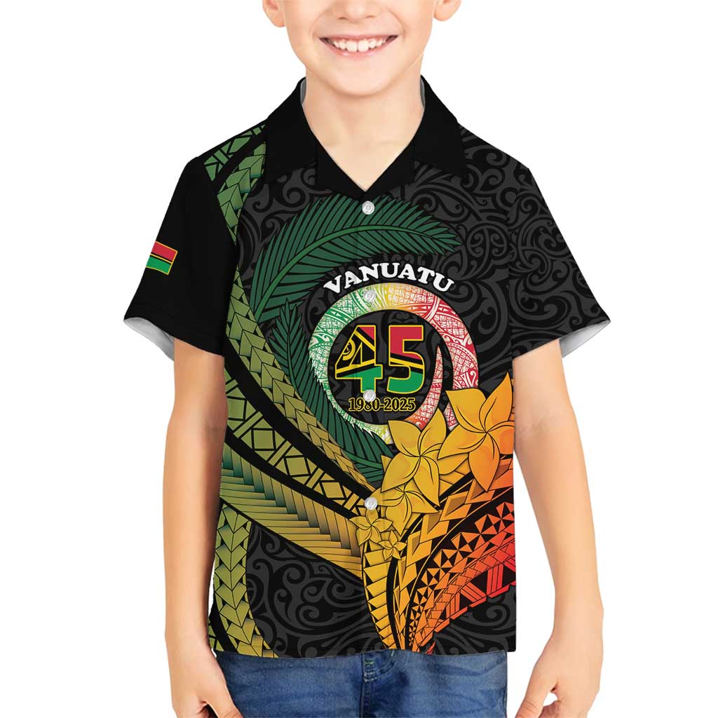 Personalised Vanuatu Independence Day Family Matching Long Sleeve Bodycon Dress and Hawaiian Shirt July 30 Pig Tusk Long God Yumi Stanap LT14 Son's Shirt Black - Polynesian Pride