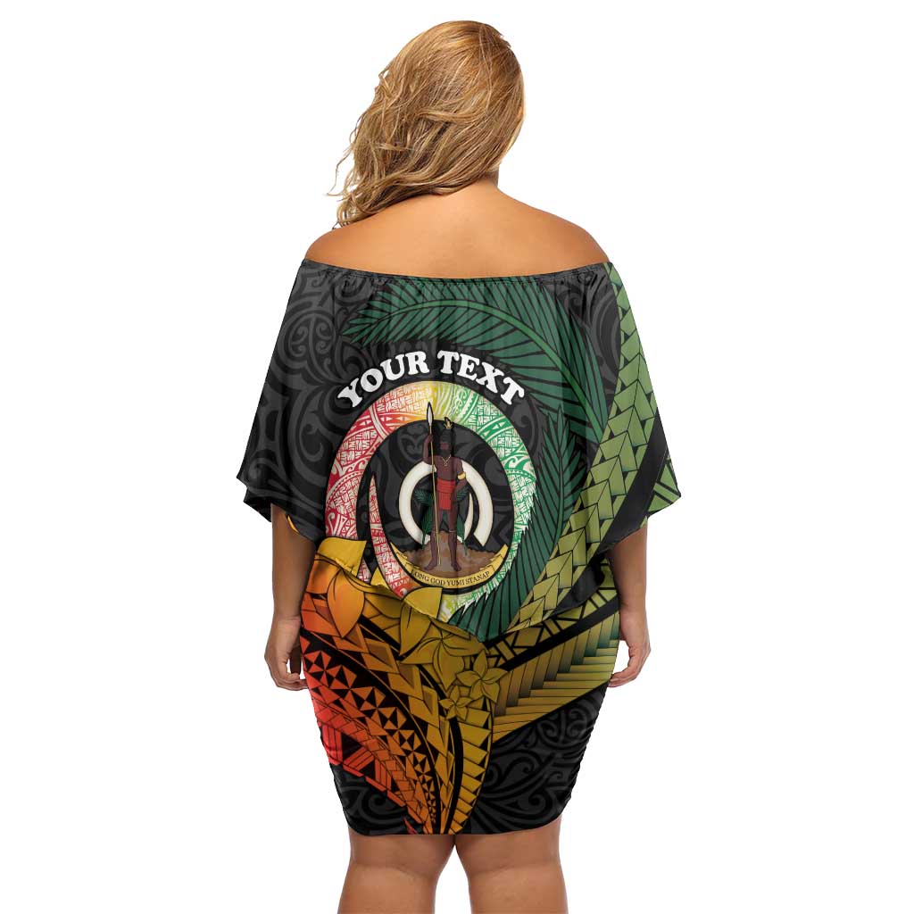 Personalised Vanuatu Independence Day Family Matching Off Shoulder Short Dress and Hawaiian Shirt July 30 Pig Tusk Long God Yumi Stanap