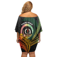 Personalised Vanuatu Independence Day Family Matching Off Shoulder Short Dress and Hawaiian Shirt July 30 Pig Tusk Long God Yumi Stanap