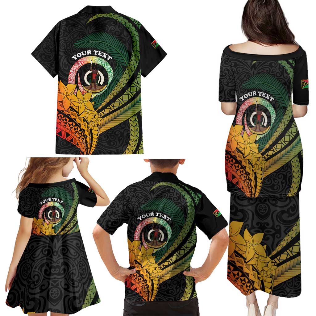 Personalised Vanuatu Independence Day Family Matching Puletasi and Hawaiian Shirt July 30 Pig Tusk Long God Yumi Stanap LT14 - Polynesian Pride