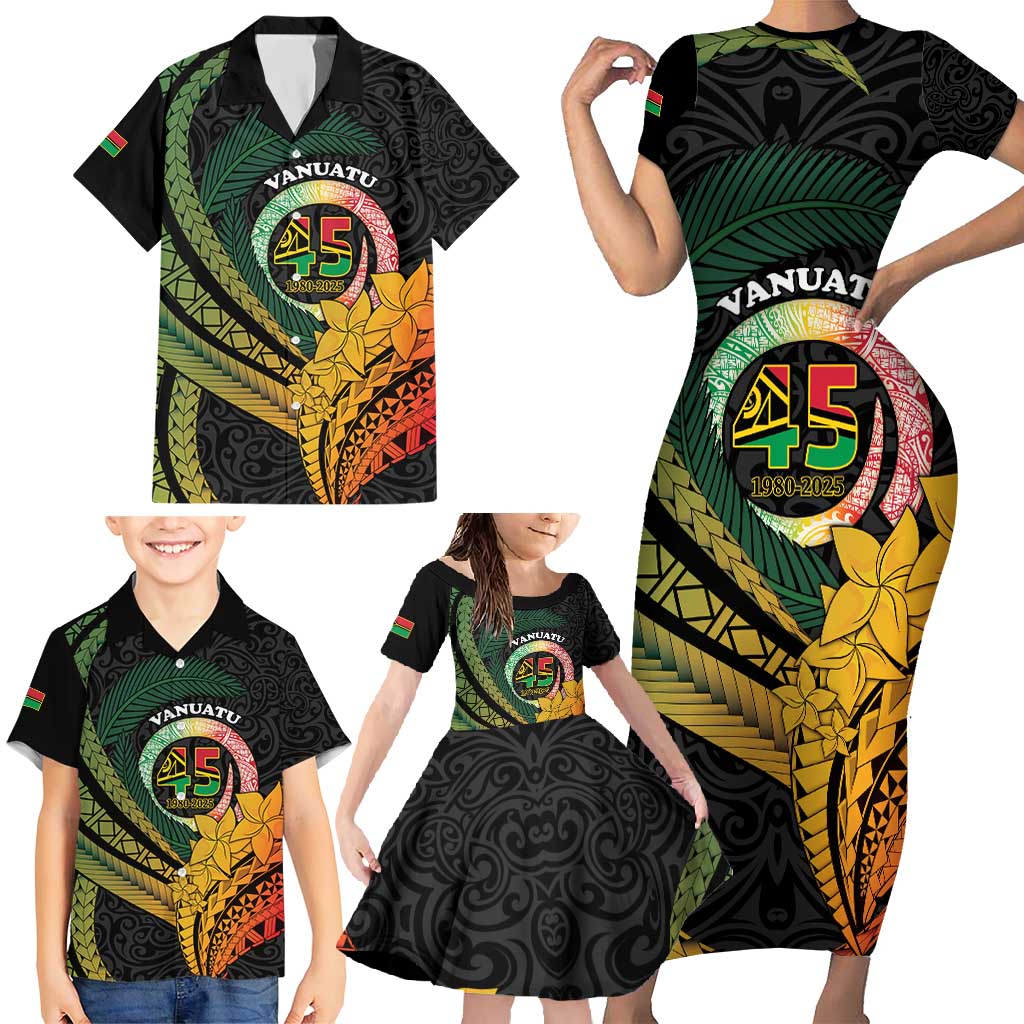 Personalised Vanuatu Independence Day Family Matching Short Sleeve Bodycon Dress and Hawaiian Shirt July 30 Pig Tusk Long God Yumi Stanap LT14 - Polynesian Pride