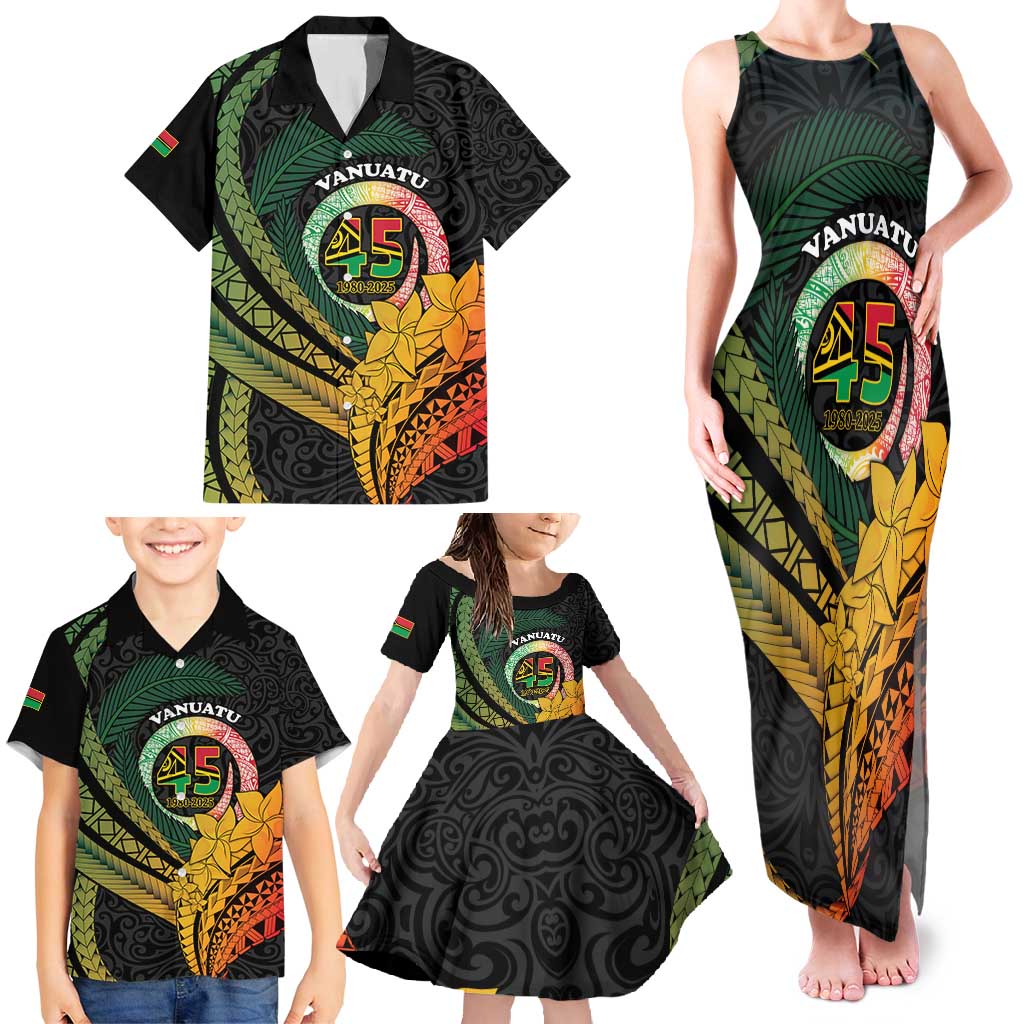 Personalised Vanuatu Independence Day Family Matching Tank Maxi Dress and Hawaiian Shirt July 30 Pig Tusk Long God Yumi Stanap