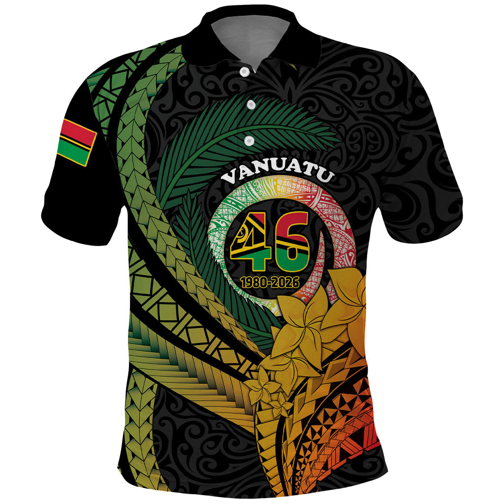 Personalised Vanuatu Independence Day Polo Shirt July 30 Pig Tusk Long God Yumi Stanap LT14 Black - Polynesian Pride
