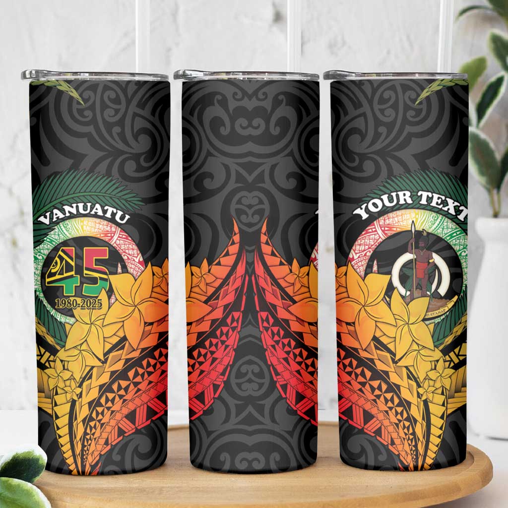 Personalised Vanuatu Independence Day Skinny Tumbler July 30 Pig Tusk Long God Yumi Stanap LT14 - Polynesian Pride