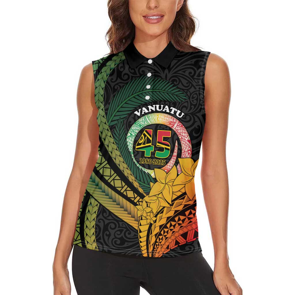 Personalised Vanuatu Independence Day Women Sleeveless Polo Shirt July 30 Pig Tusk Long God Yumi Stanap LT14 - Polynesian Pride