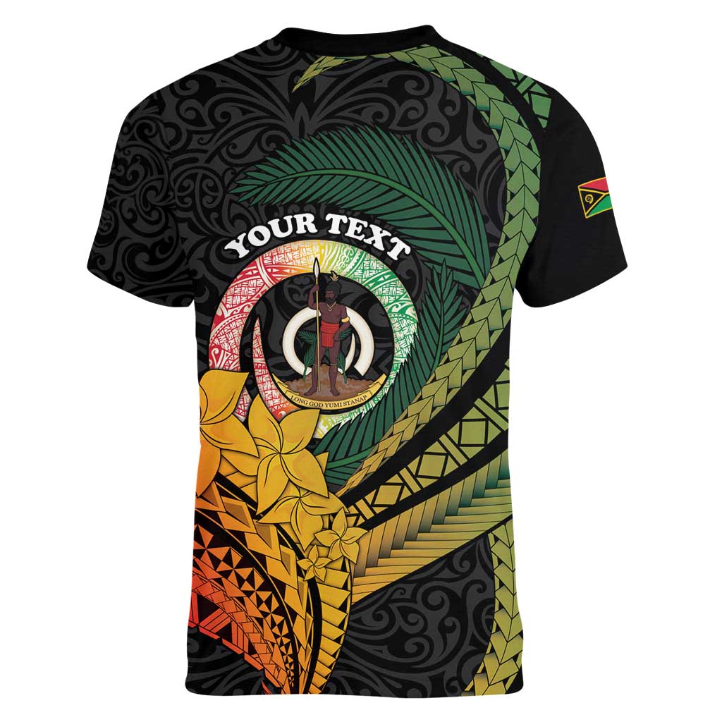 Personalised Vanuatu Independence Day Women V-Neck T-Shirt July 30 Pig Tusk Long God Yumi Stanap LT14 - Polynesian Pride