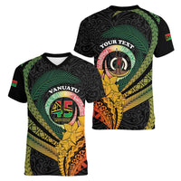 Personalised Vanuatu Independence Day Women V-Neck T-Shirt July 30 Pig Tusk Long God Yumi Stanap LT14 - Polynesian Pride