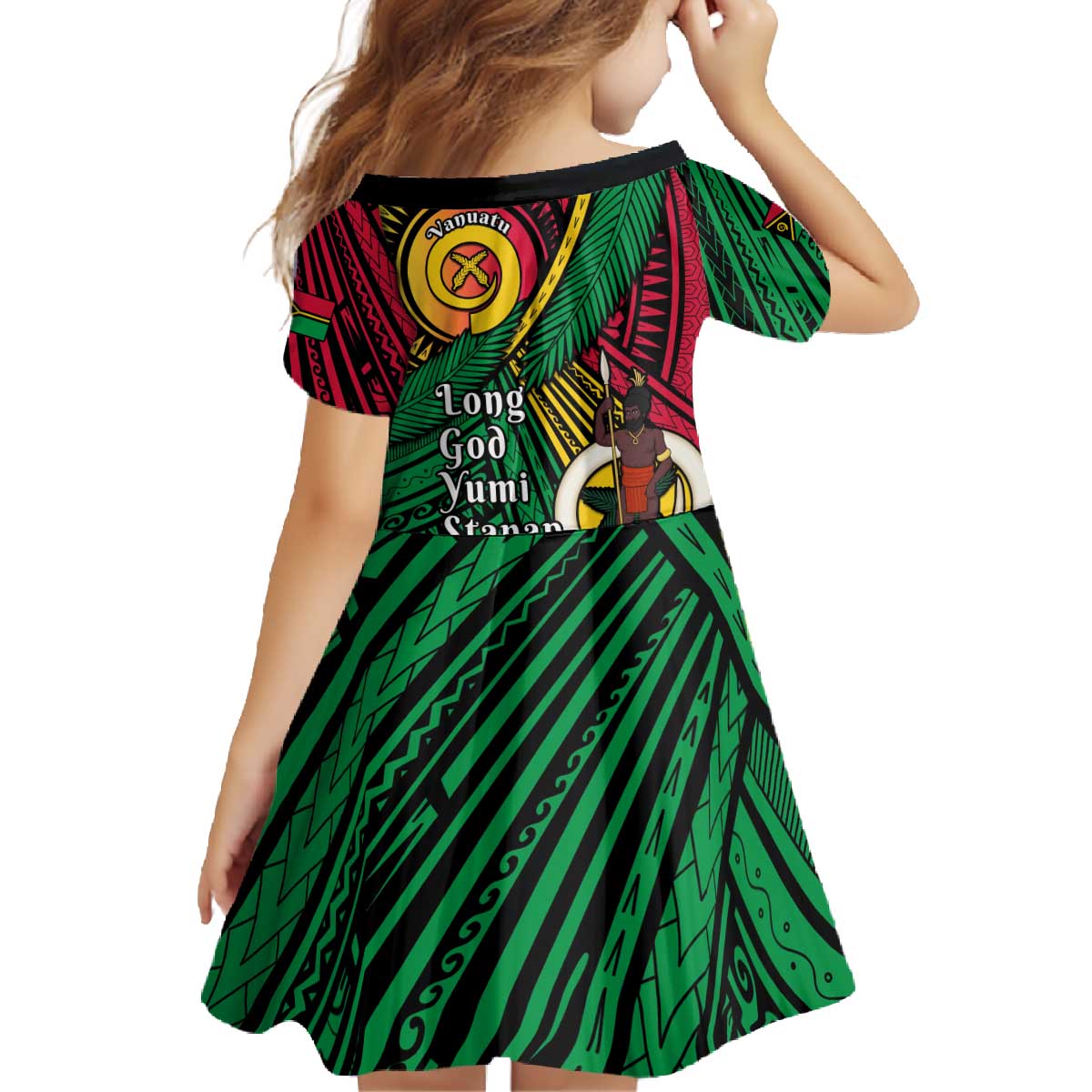 Halo Vanuatu Family Matching Off The Shoulder Long Sleeve Dress and Hawaiian Shirt Happy 45th Independence Anniversary LT14 - Polynesian Pride