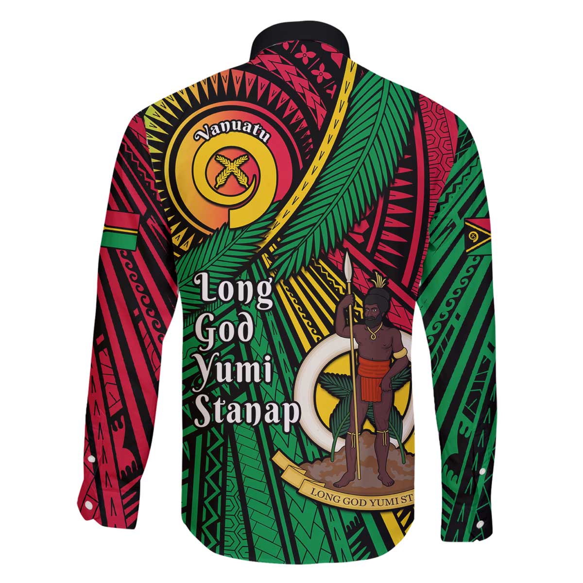 Halo Vanuatu Family Matching Off The Shoulder Long Sleeve Dress and Hawaiian Shirt Happy 45th Independence Anniversary LT14 - Polynesian Pride